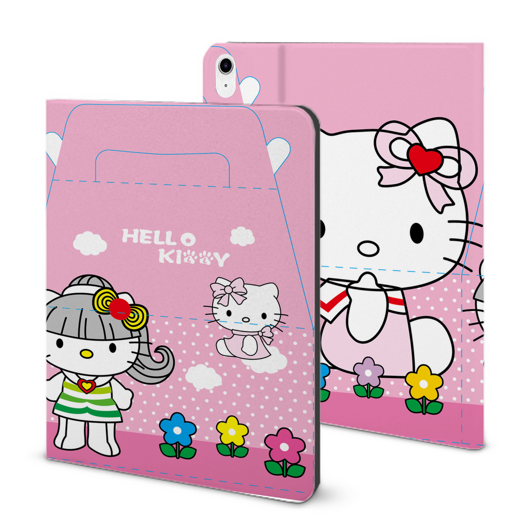 （画像用） Hello Kitty ハローキティ IPad ケース ブック型 PUレザー TPU 耐衝撃 軽量 薄型 ペン収納なし 全面保護 IPad 各モデル対応